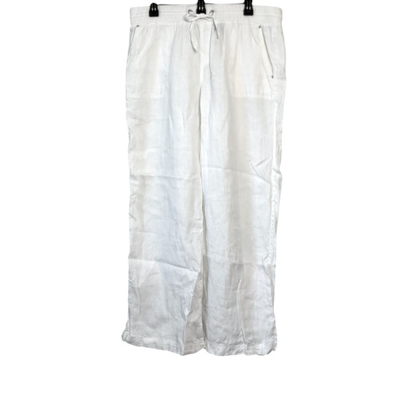 INC International Concepts Pants - INC Women’s White 100% Linen pull on Pants Size 12